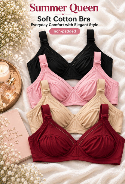 Summer Queen Soft Cotton Bra  Everyday Comfort with Elegant Style