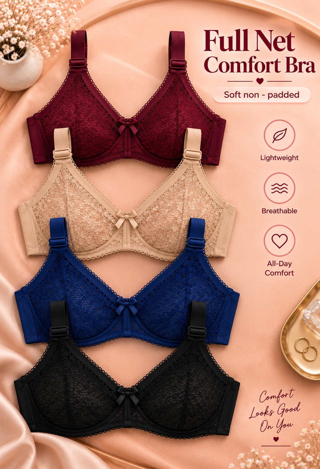 Full Net Comfort Bra Soft Support for Everyday Confidence