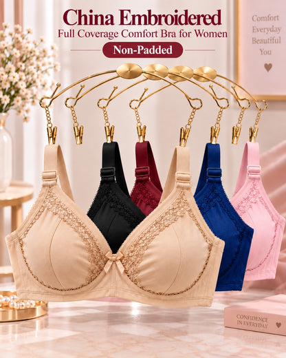 China Embroidered Full Coverage Comfort Bra for Women