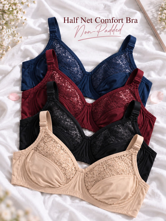 Half Net Comfort Bra Soft Support for Everyday Confidence