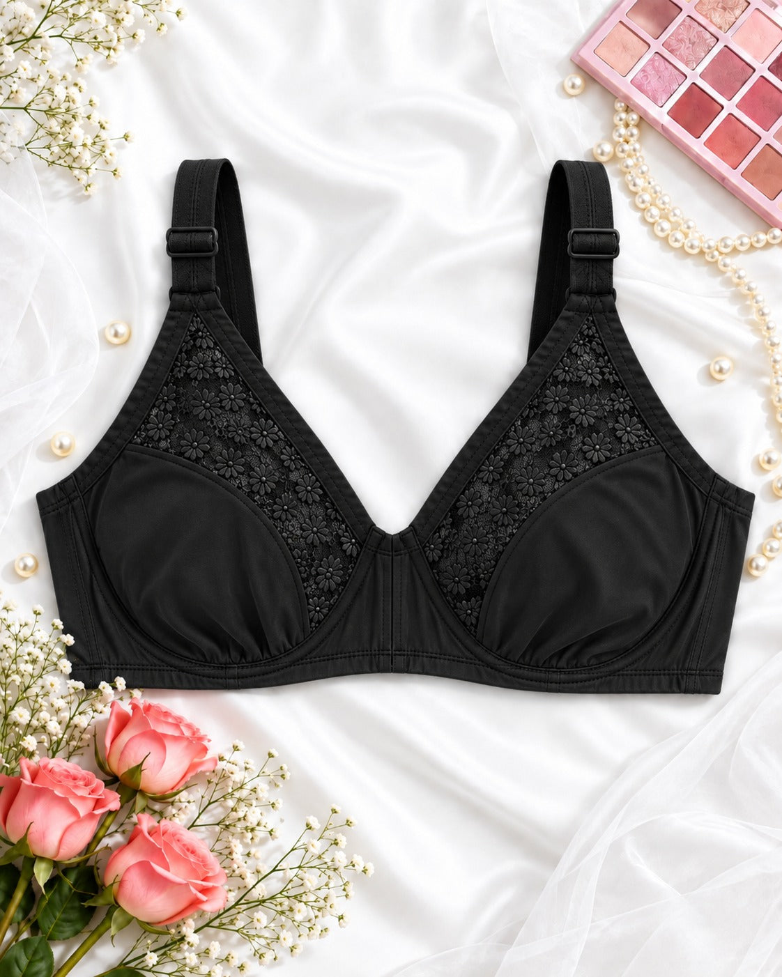 Black Nude Premium Lace Bra