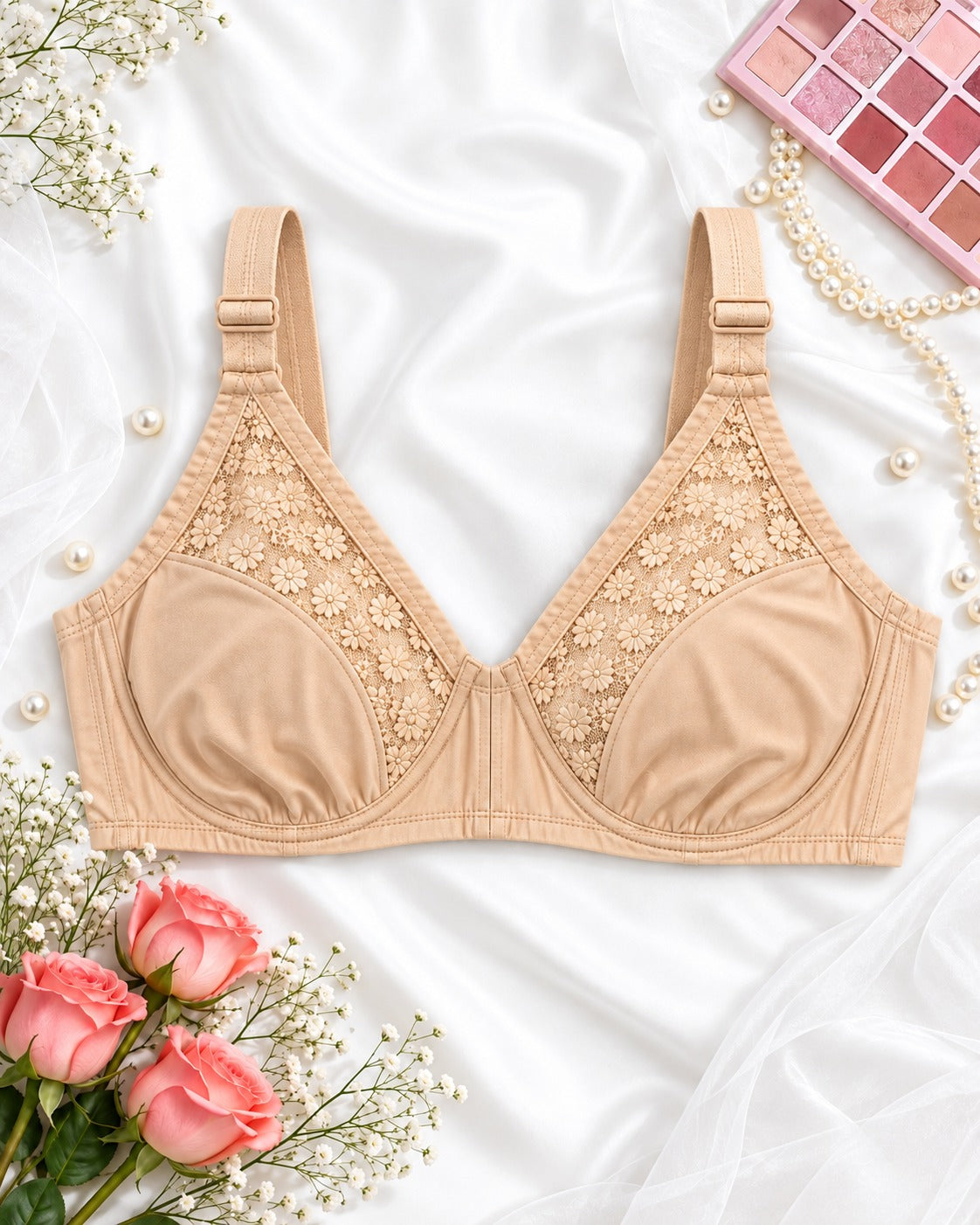 Black Nude Premium Lace Bra